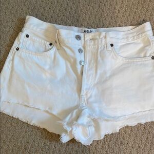 Agolde White Parker Jean Shorts Distressed Hem 28